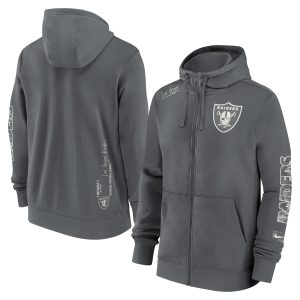 Las Vegas Raiders Nike Cotton Full-Zip Fleece Hoodie - Mens