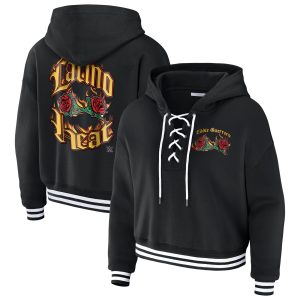 Women's WEAR by Erin Andrews Black Eddie Guerrero Lace-Up Hoodie