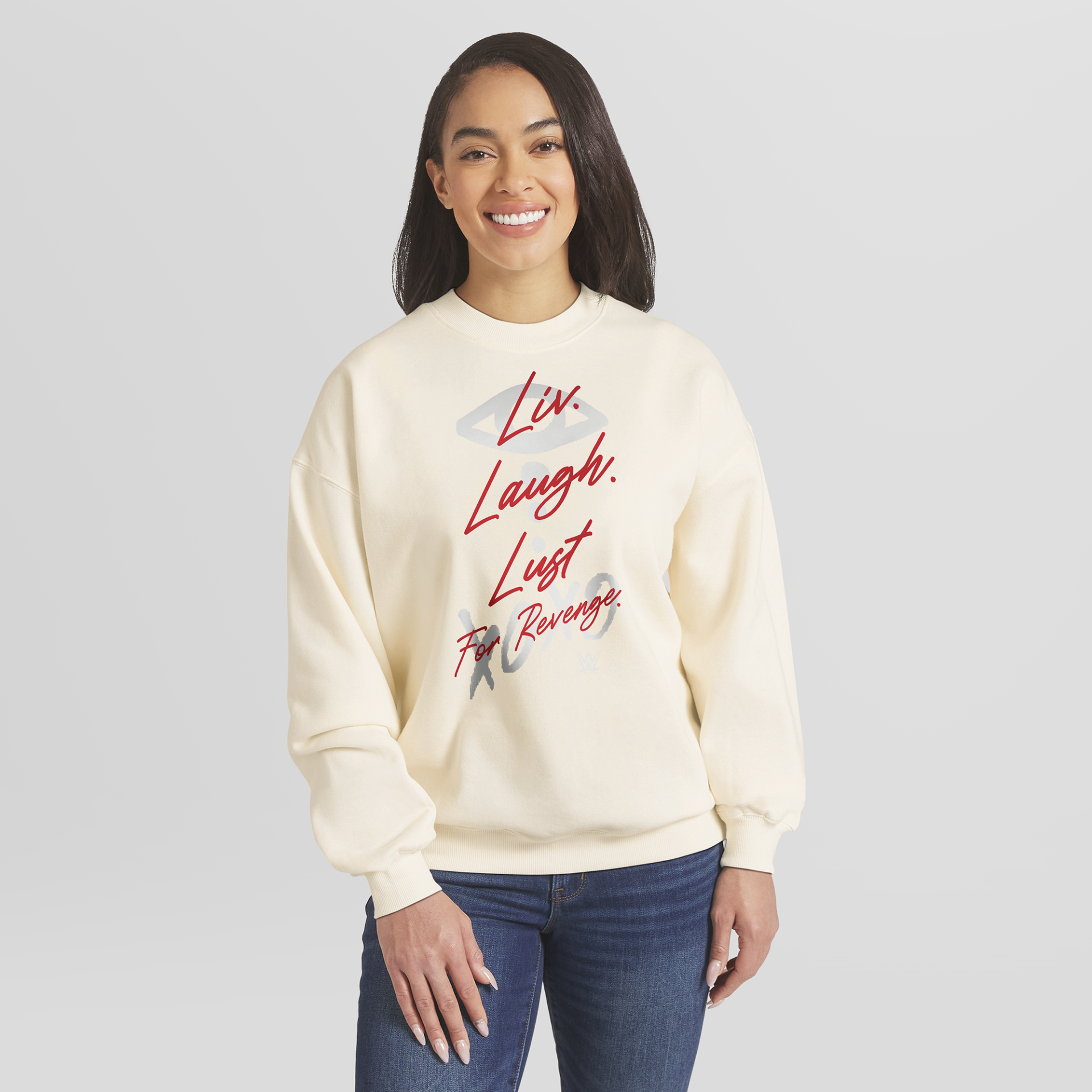 Women's WEAR by Erin Andrews Cream Liv Morgan Oversized Sweatshirt